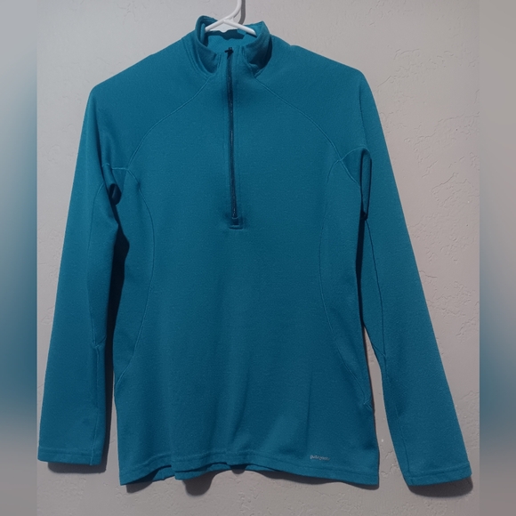 Patagonia Capilene 3 Women 1/4 Zip Baselayer Performance Sz S/M Blue Green - Picture 12 of 12